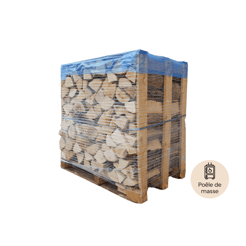 Palette de 1st de bois de chauffage en 33cm spécial poêle de masse - sec séchoirs - prêt à l'emploi - résineux/feuillus